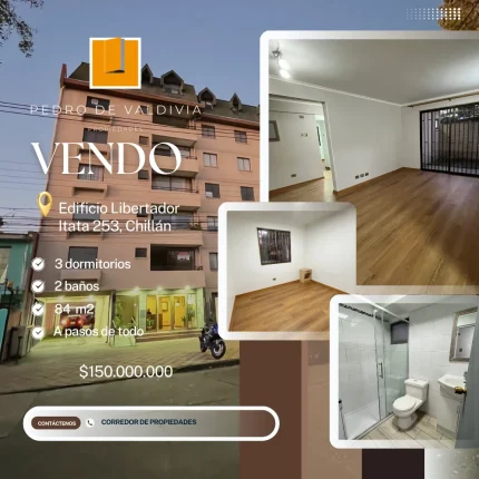 Vendo Depto 3D+2B+E – Edificio Libertador, Chillán